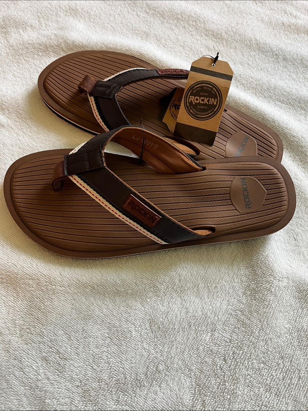 Rockin Brown Flip Flop Sandals, size 9